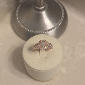 Rose Gold Opal Halo Ring Size 9